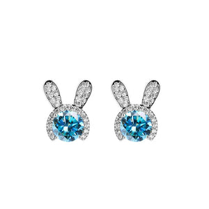 Häschen Ohrstecker | 925 Sterling Silber | Moissanit Rundschliff | 1 Karat | GRA