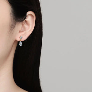 Tropfen Ohrringe | 925 Sterling Silber | Moissanit Birnenschliff | 1 Karat