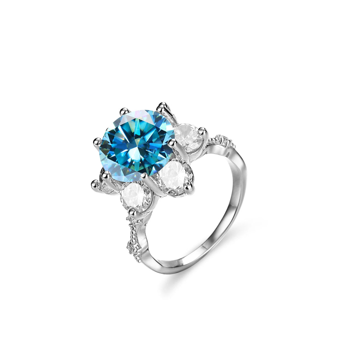 Leveyn Sonnenblumen-Ring – 925 Silber, Moissanit 5 CT, florales Design