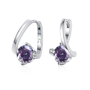 Geometrische Ohrstecker | 925 Sterling Silber | Moissanit 100 Facetten | 1 Karat