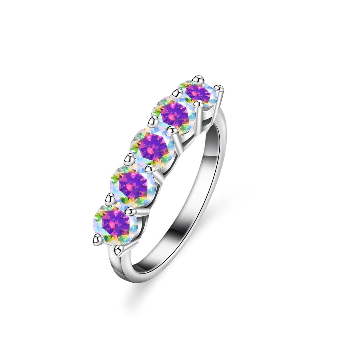 Geometrie-Ring – 925 Silber, Moissanit 1,5 CT, D-Farbe VVS1