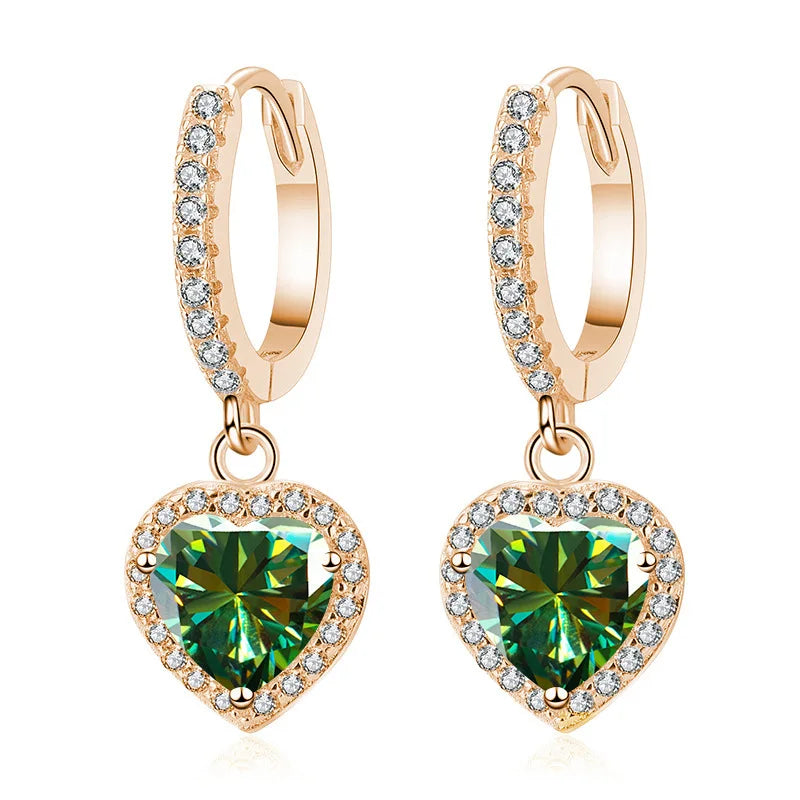 Herz Ohrringe | 925 Sterling Silber | Moissanit Herzschliff | 1 Karat | GRA