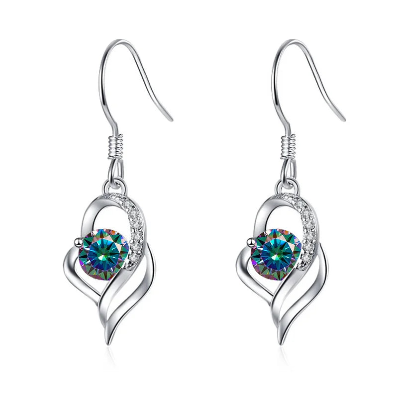 Tropfen Hängeohrringe | 925 Sterling Silber | Moissanit | 0,5 Karat | Multicolor | GRA