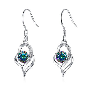 Tropfen Hängeohrringe | 925 Sterling Silber | Moissanit | 0,5 Karat | Multicolor | GRA