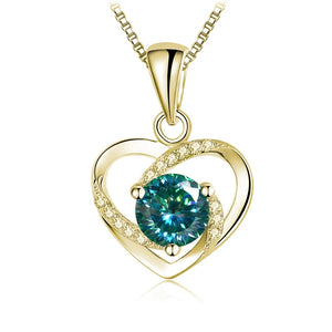 Herz Anhänger mit Moissanit | 925 Sterling Silber | Vergoldet | 1 Karat
