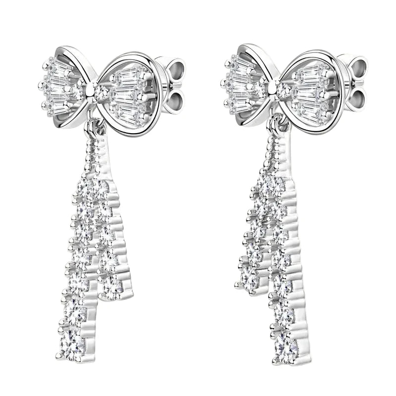 Schleife Ohrstecker | 925 Sterling Silber | Moissanit | zertifiziert