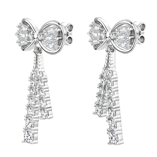 Schleife Ohrstecker | 925 Sterling Silber | Moissanit | zertifiziert