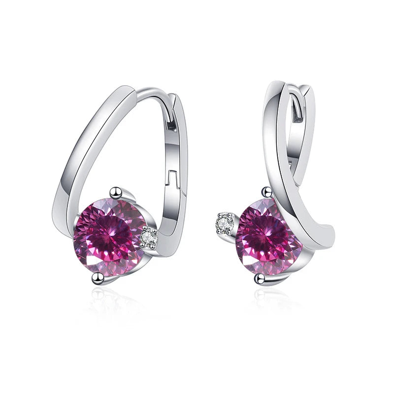 Geometrische Ohrstecker | 925 Sterling Silber | Moissanit 100 Facetten | 1 Karat
