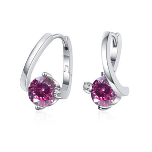 Geometrische Ohrstecker | 925 Sterling Silber | Moissanit 100 Facetten | 1 Karat