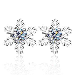 Schneeflocke Ohrstecker | 925 Sterling Silber | Moissanit | 0,5 Karat pro Stein