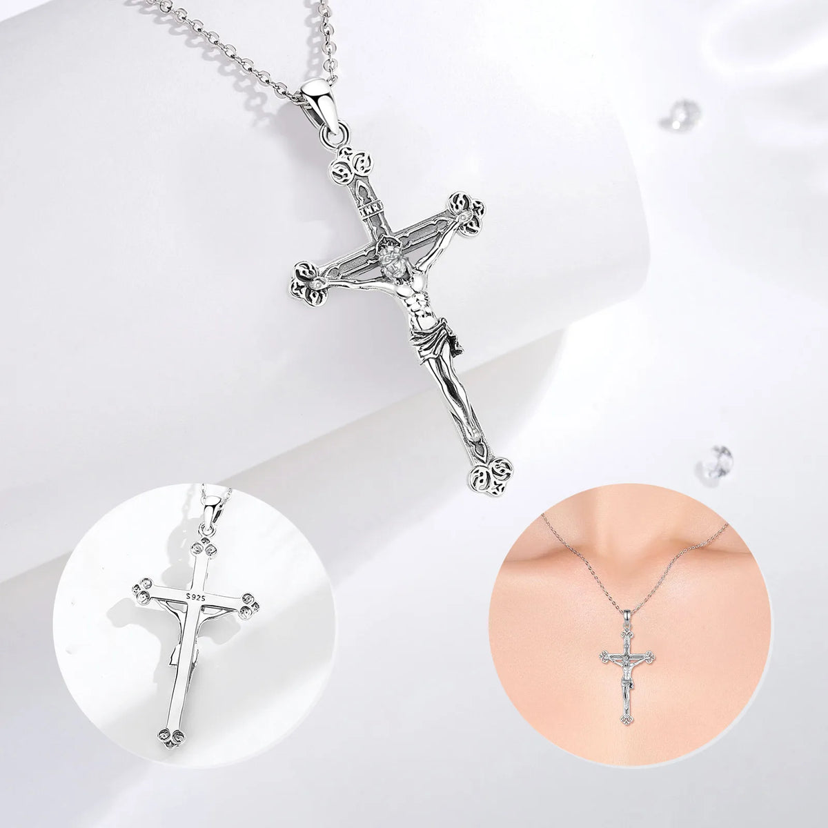 Crucifix Cross Pendant – Jesus Amulet 925 Sterling Silver