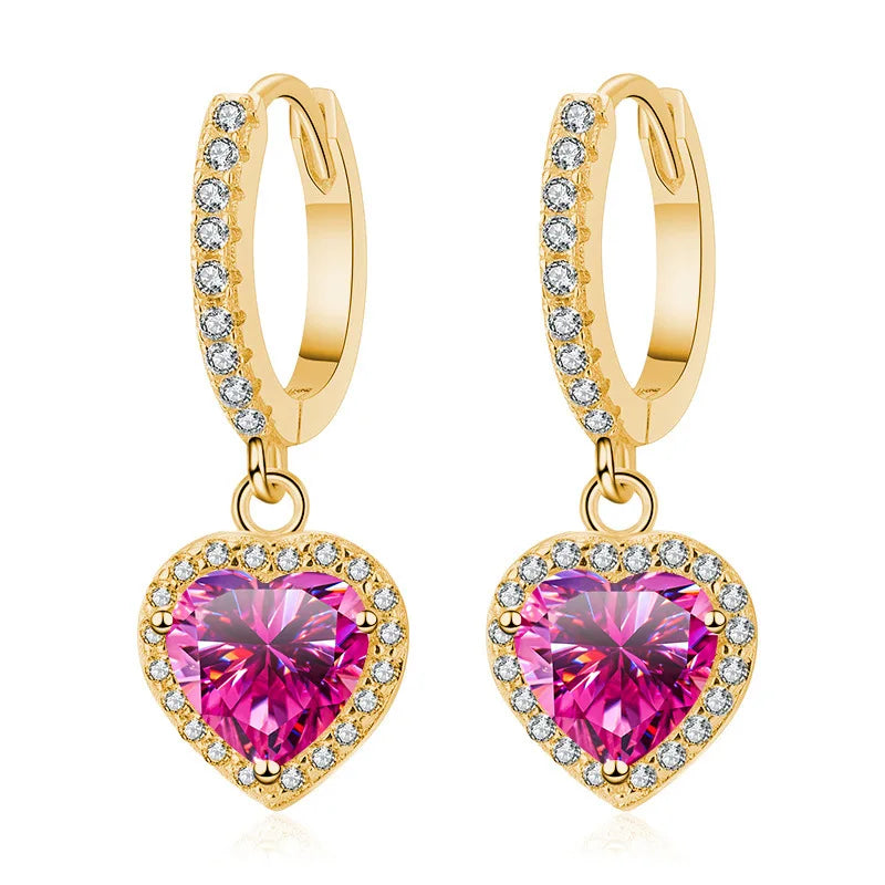 Herz Ohrringe | 925 Sterling Silber | Moissanit Herzschliff | 1 Karat | GRA