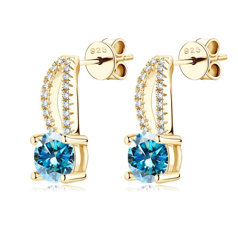 Wassertropfen Ohrringe | 925 Sterling Silber | Moissanit | 1 Karat | Multicolor