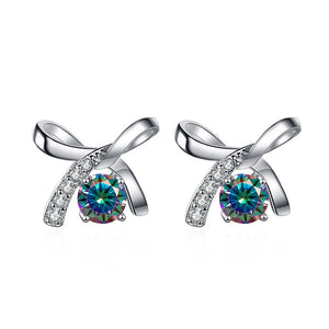 Schleife Ohrstecker | 925 Sterling Silber | Moissanit | 0,5 Karat pro Stein