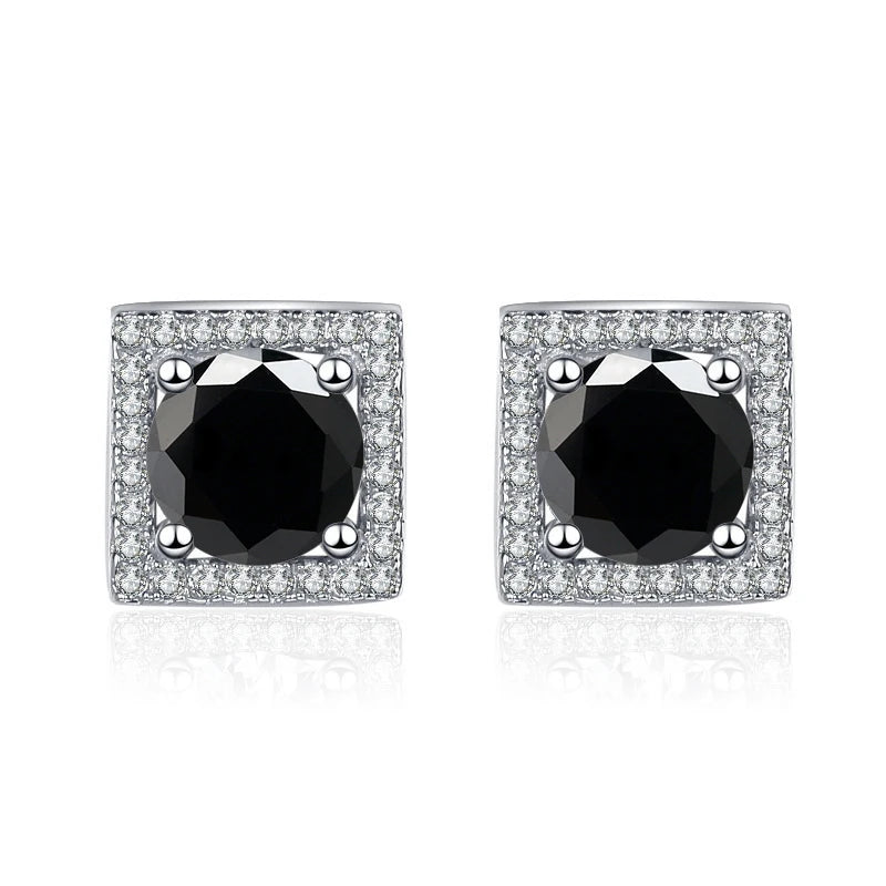 Quadrat Ohrstecker | 925 Sterling Silber | Moissanit | 1 Karat pro Stein