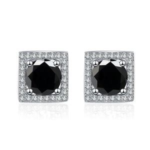 Quadrat Ohrstecker | 925 Sterling Silber | Moissanit | 1 Karat pro Stein