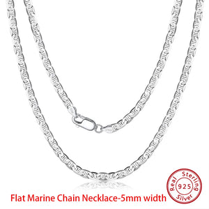 925 Sterling Silver Flat Mariner Chain Necklace