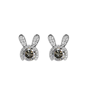 Häschen Ohrstecker | 925 Sterling Silber | Moissanit Rundschliff | 1 Karat | GRA