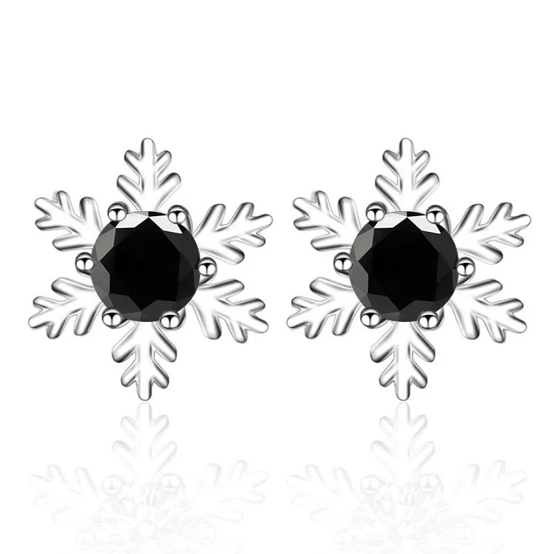Schneeflocke Ohrstecker | 925 Sterling Silber | Moissanit | 0,5 Karat pro Stein