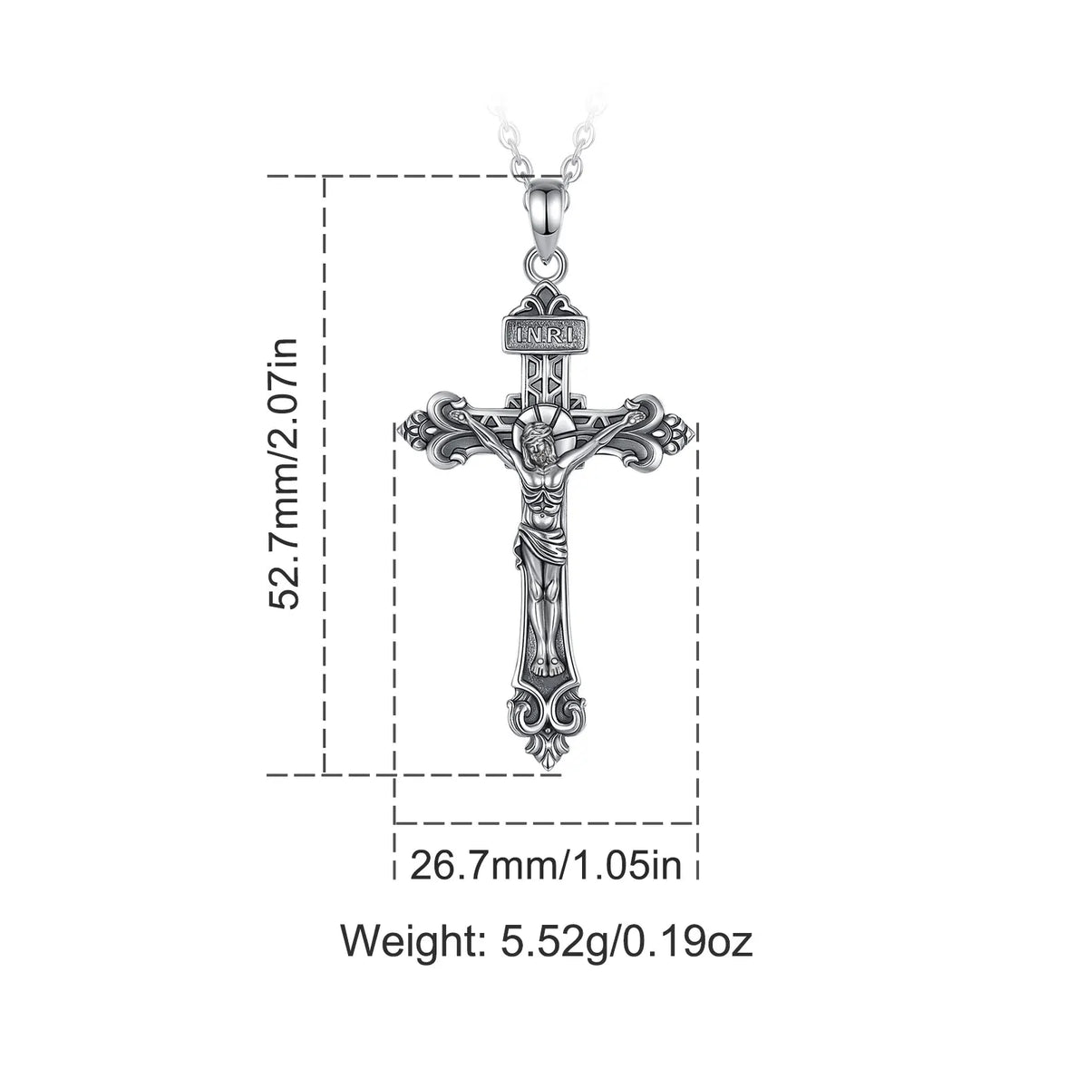 Kruzifix Kreuz Anhänger | 925 Sterling Silber | Heiliges Herz Jesu