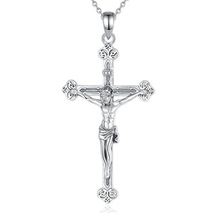 Crucifix Cross Pendant – Jesus Amulet 925 Sterling Silver