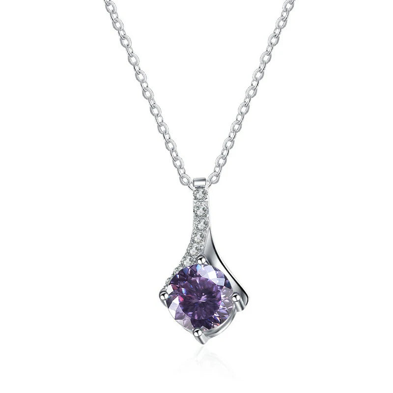 Runder Moissanit Anhänger | 925 Sterling Silber | 1 Karat | D-Farbe