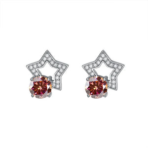 Stern Ohrstecker | 925 Sterling Silber | Moissanit Rundschliff | 1 Karat