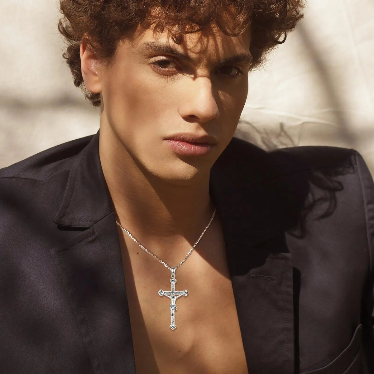 Crucifix Cross Pendant – Jesus Amulet 925 Sterling Silver
