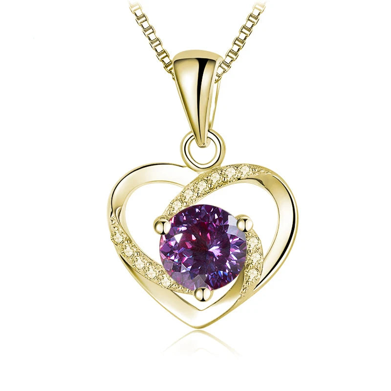 Herz Anhänger mit Moissanit | 925 Sterling Silber | Vergoldet | 1 Karat
