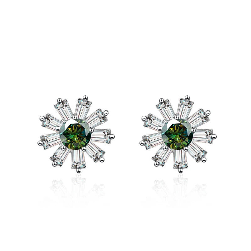 Gänseblümchen Ohrstecker | 925 Sterling Silber | Moissanit | 0,5 Karat | GRA-zertifiziert