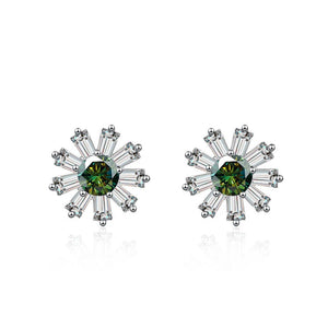Gänseblümchen Ohrstecker | 925 Sterling Silber | Moissanit | 0,5 Karat | GRA-zertifiziert