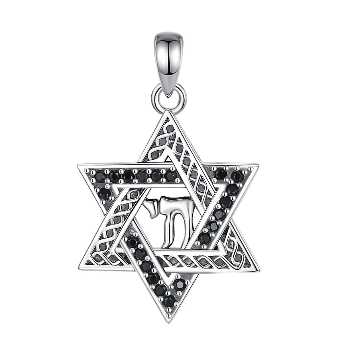 Davidstern Anhänger mit Zirkonia | 925 Sterling Silber