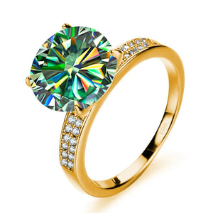 Luxus-Ring – 18k Goldplattiert, 925 Silber, Moissanit 5 CT