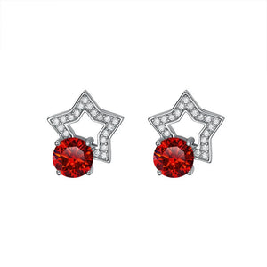 Stern Ohrstecker | 925 Sterling Silber | Moissanit Rundschliff | 1 Karat