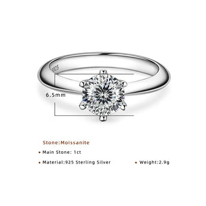 Butterflykiss Ring – 925 Sterling Silber, Moissanit 1 CT, 100-Facetten-Schliff