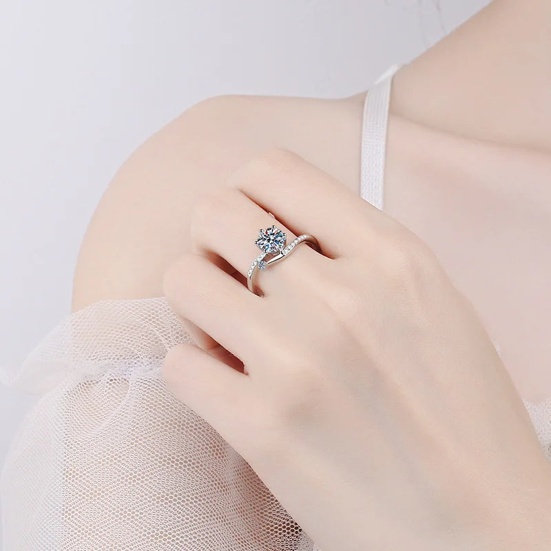Lay Ring – 925 Sterling Silber, Moissanit 0,5–2 CT