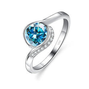 Twist-Ring – 925 Silber, Moissanit 1 CT, gedrehtes Banddesign