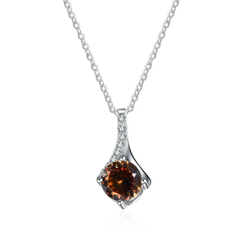 Runder Moissanit Anhänger | 925 Sterling Silber | 1 Karat | D-Farbe
