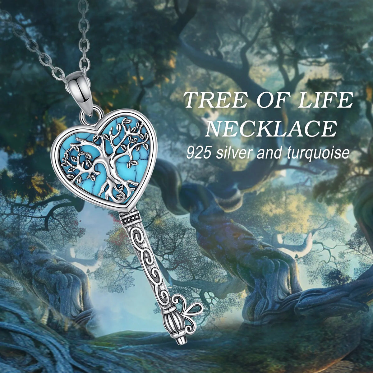 Lebensbaum Anhänger – 925 Sterling Silber mit Türkis