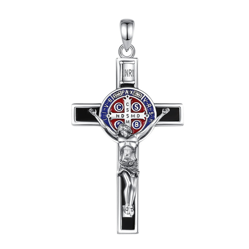 Jesus Kreuz Anhänger | 925 Sterling Silber | Saint Benedict