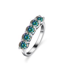 Geometrie-Ring – 925 Silber, Moissanit 1,5 CT, D-Farbe VVS1