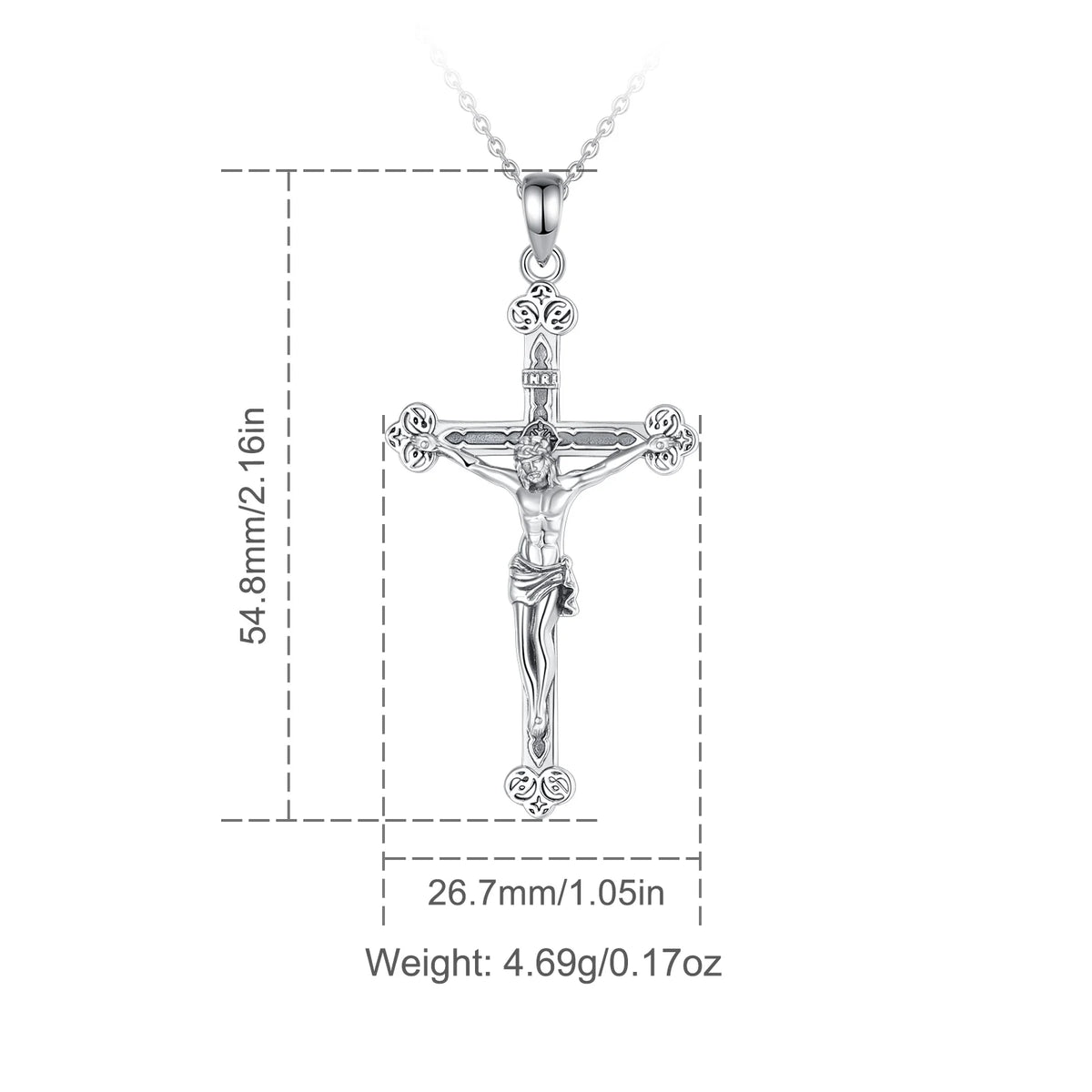 Crucifix Cross Pendant – Jesus Amulet 925 Sterling Silver