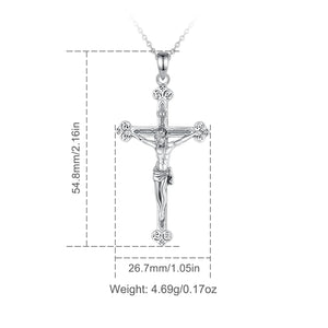 Crucifix Cross Pendant – Jesus Amulet 925 Sterling Silver