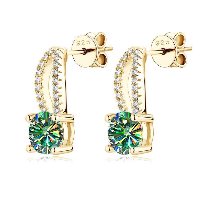 Wassertropfen Ohrringe | 925 Sterling Silber | Moissanit | 1 Karat | Multicolor