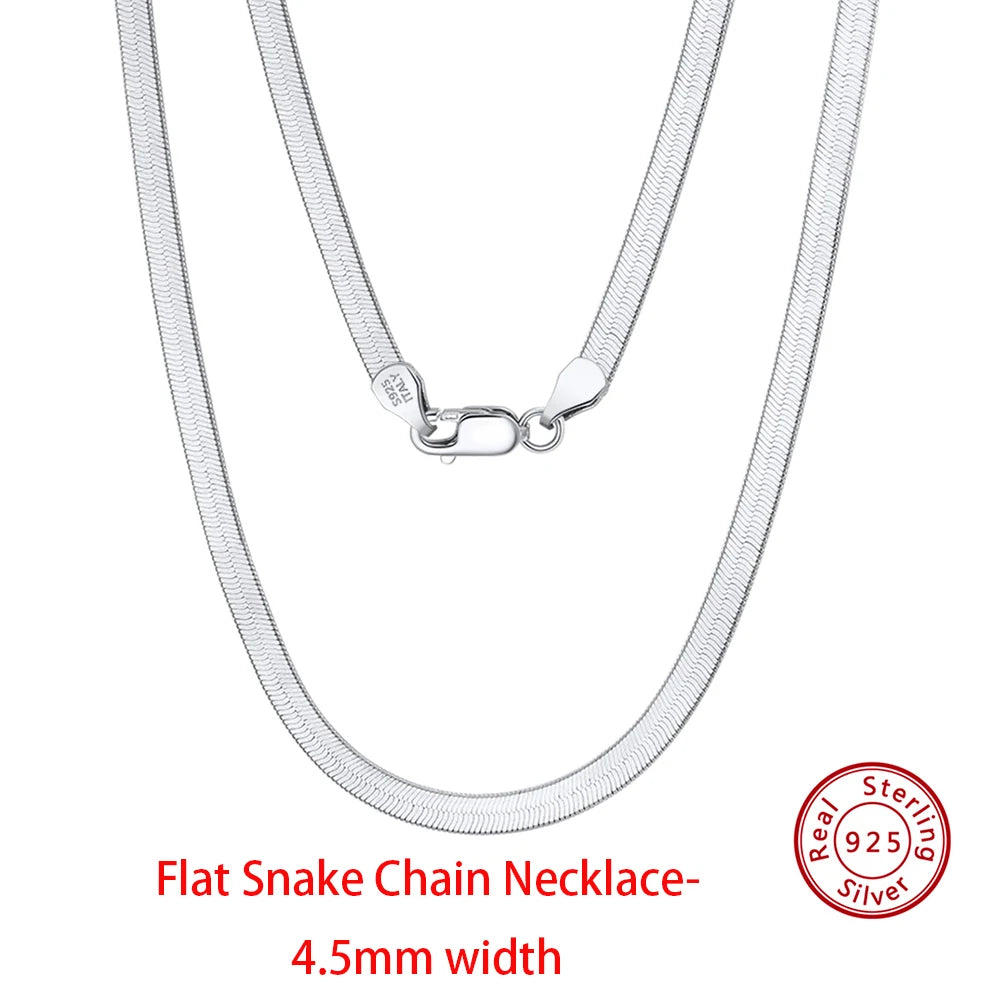 925 Sterling Silver Flat Snake Chain Necklace