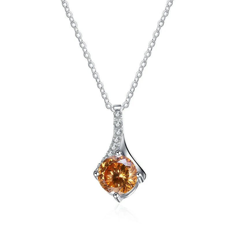 Runder Moissanit Anhänger | 925 Sterling Silber | 1 Karat | D-Farbe