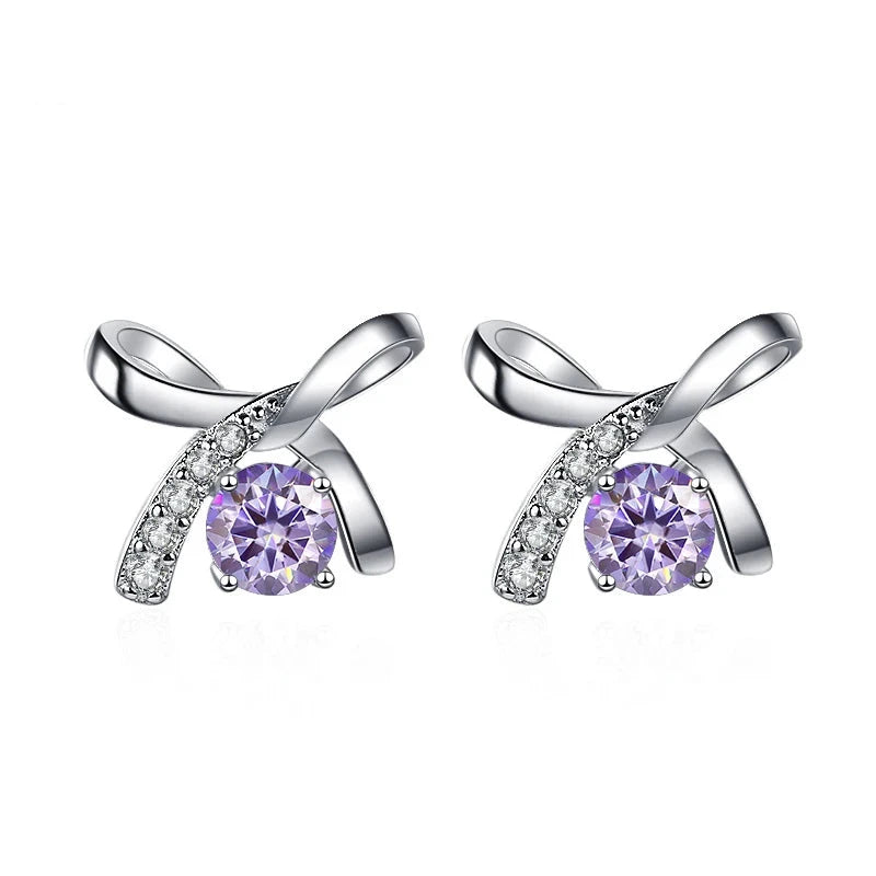 Schleife Ohrstecker | 925 Sterling Silber | Moissanit | 0,5 Karat pro Stein