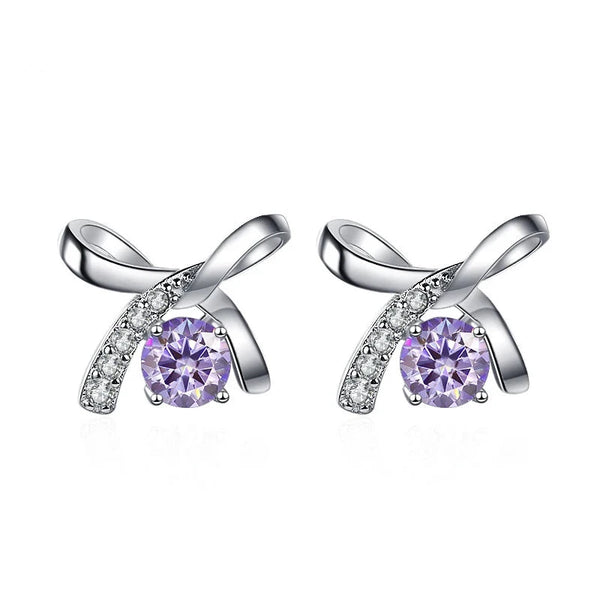 Schleife Ohrstecker | 925 Sterling Silber | Moissanit | 0,5 Karat pro Stein