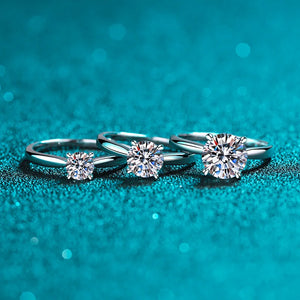 Solitär Ring – 925 Silber mit 2 CT Moissanit, runder Brillantschliff