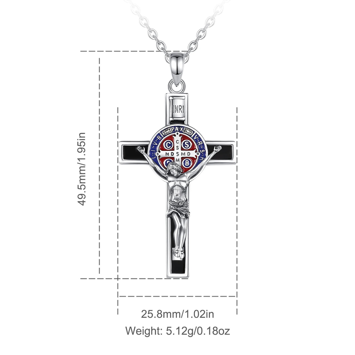 Jesus Kreuz Anhänger | 925 Sterling Silber | Saint Benedict